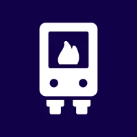 Simplified boiler symbol with flame design