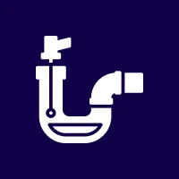 Simplified plumbing illustration in white